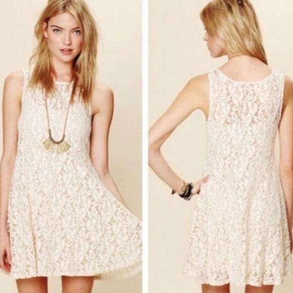 Free People Vintage Miles of Lace Bridal XS Lace Dress - Picture 2 of 8